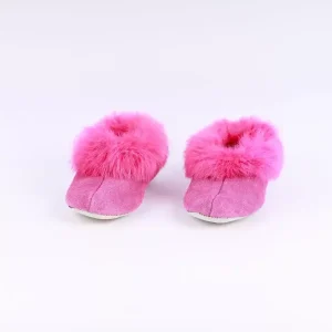 Slippers with mink fur in pink