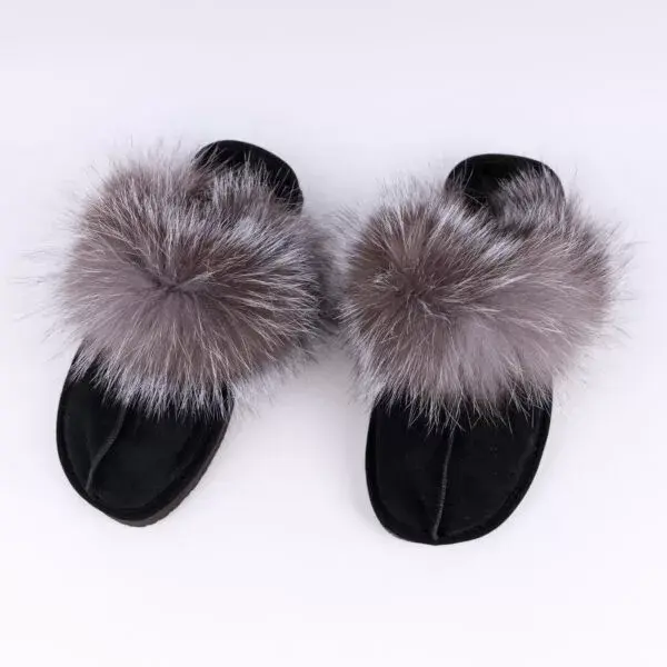 fur slides black