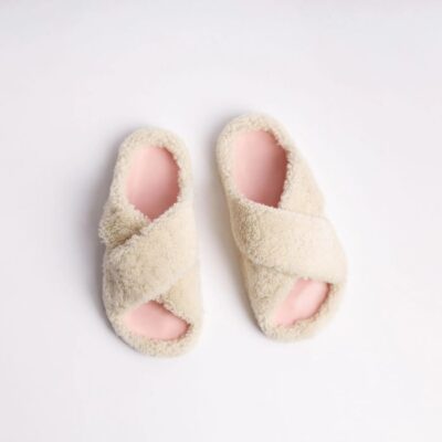 Shearling sandals pink for summer