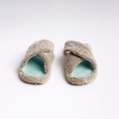 Shearling sandals light blue for summer
