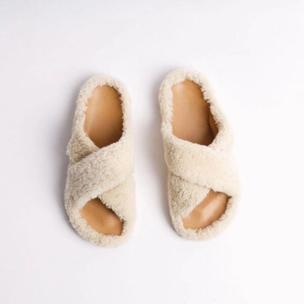 Shearling Sheepskin Slides Cream