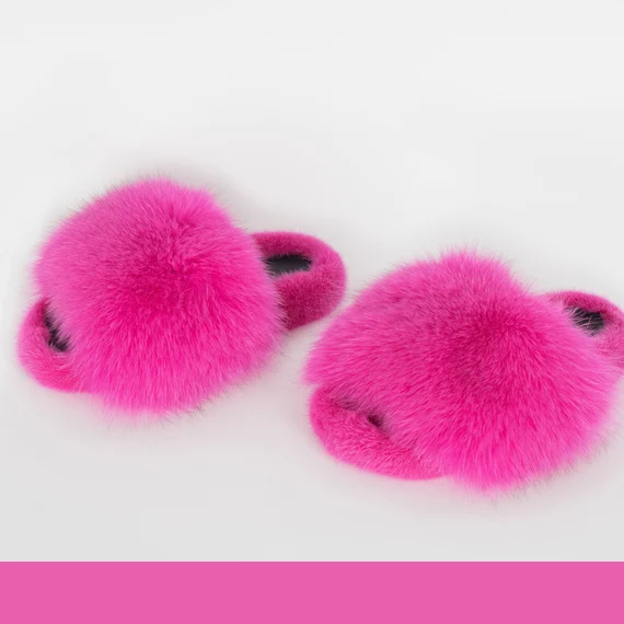 Fox Fur Slides - Pink – Vollbracht Furs