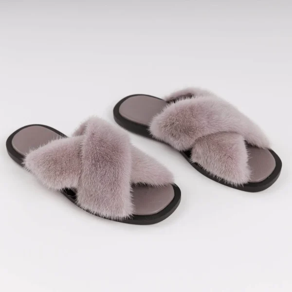 Cross Pattern Mink Slides Rotten Apple velurboutique