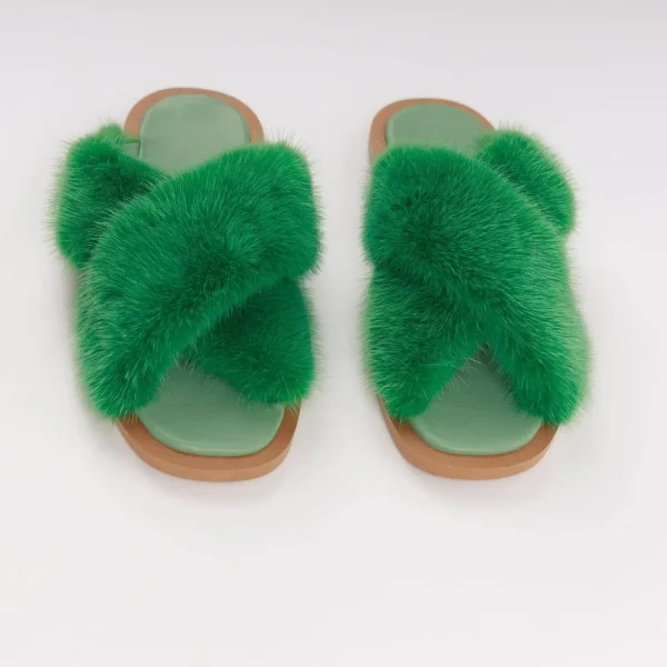 Green discount fluffy slides