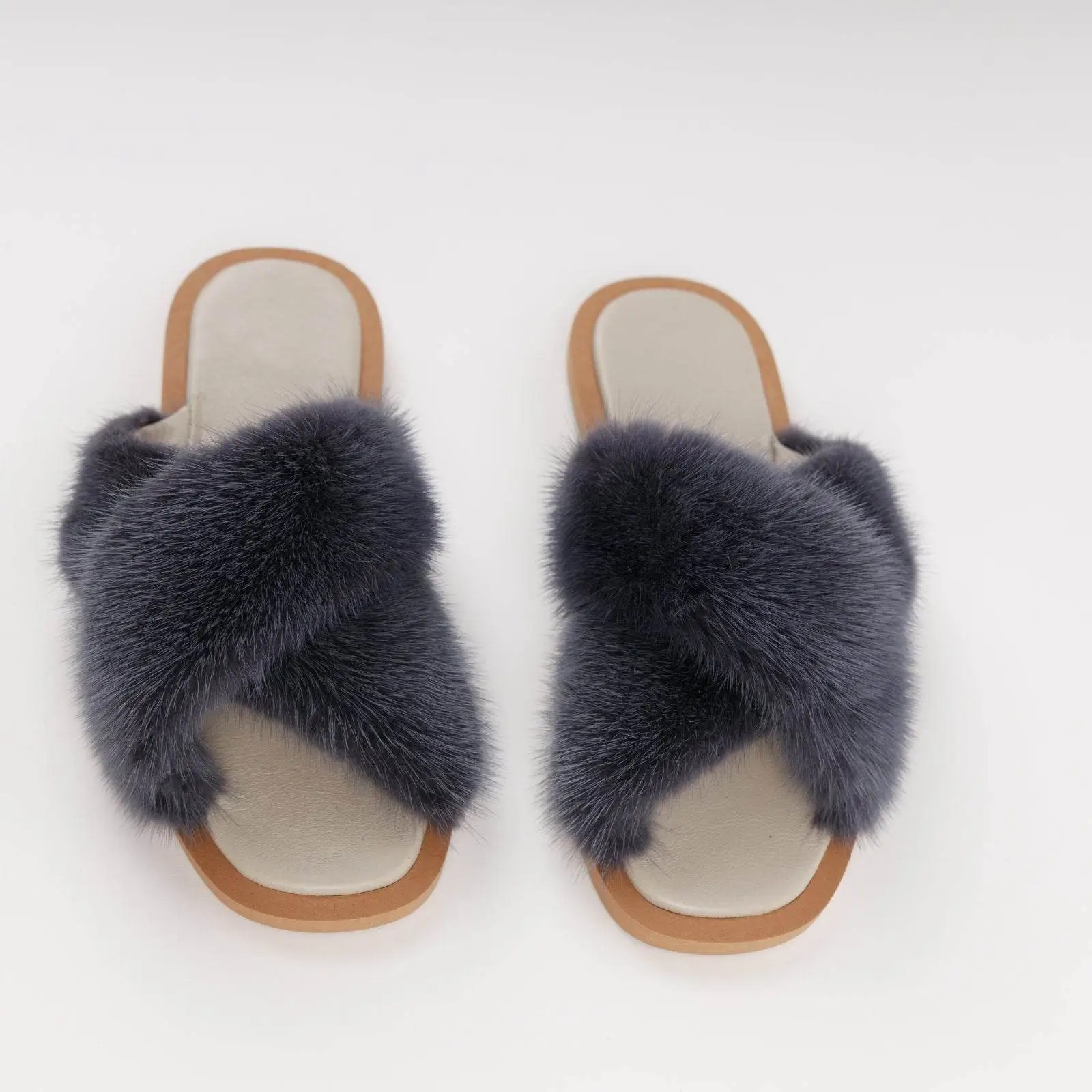 Braided Pattern Mink Sandals - Baby Blue Yellow - velurboutique